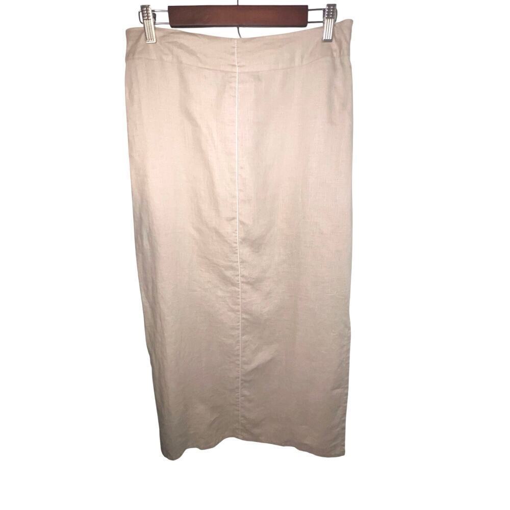 Max Studio Women’s Size 10 Boho Maxi Linen 
Dramatic Side Vents Minimalist Skirt